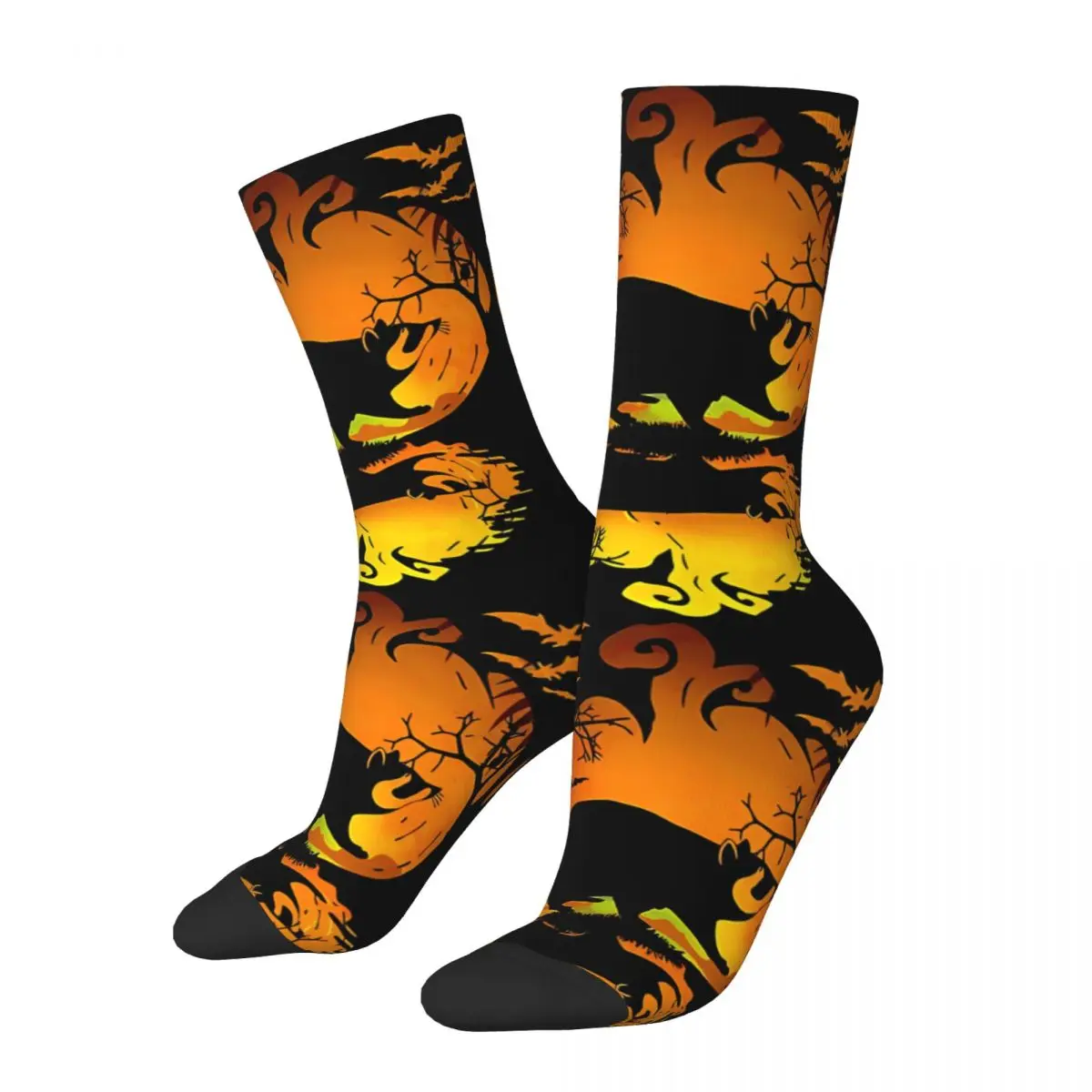 Happy Men's Socks Silhouette Pumpkin Vintage Raccoon Animal Hip Hop Crazy Crew Sock Gift Pattern Printed