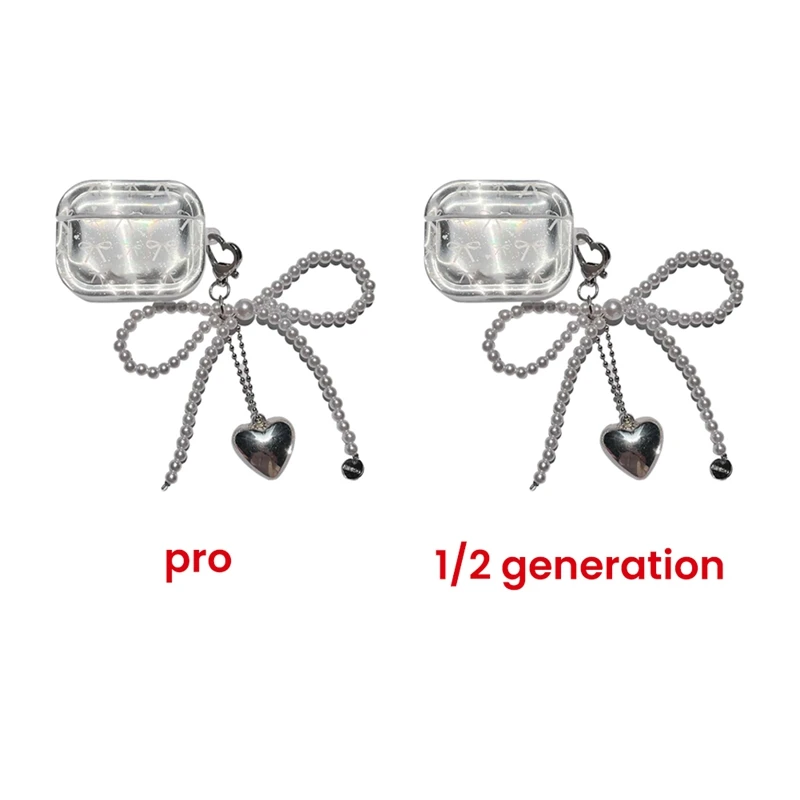 Funda protectora para auriculares con lazo 3D, diseño en forma de corazón, funda protectora a prueba de golpes