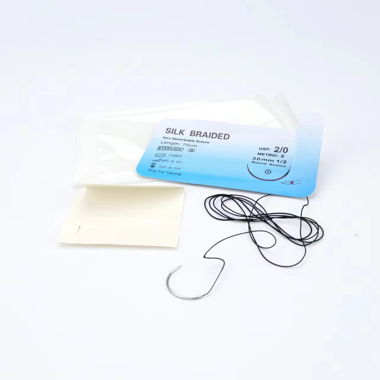 

6Pcs 75cm 2/0 3/0 4/0Medical Needle Suture Nylon Monofilament Thread Suture Practice Kit Teaching Demonstrations Exercises