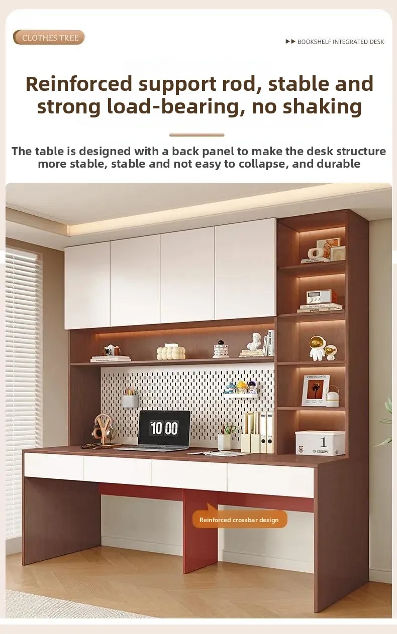 Desk Cabinet Integrated Against The Wall Household Bedroom Hole Board Rattan DeskX15