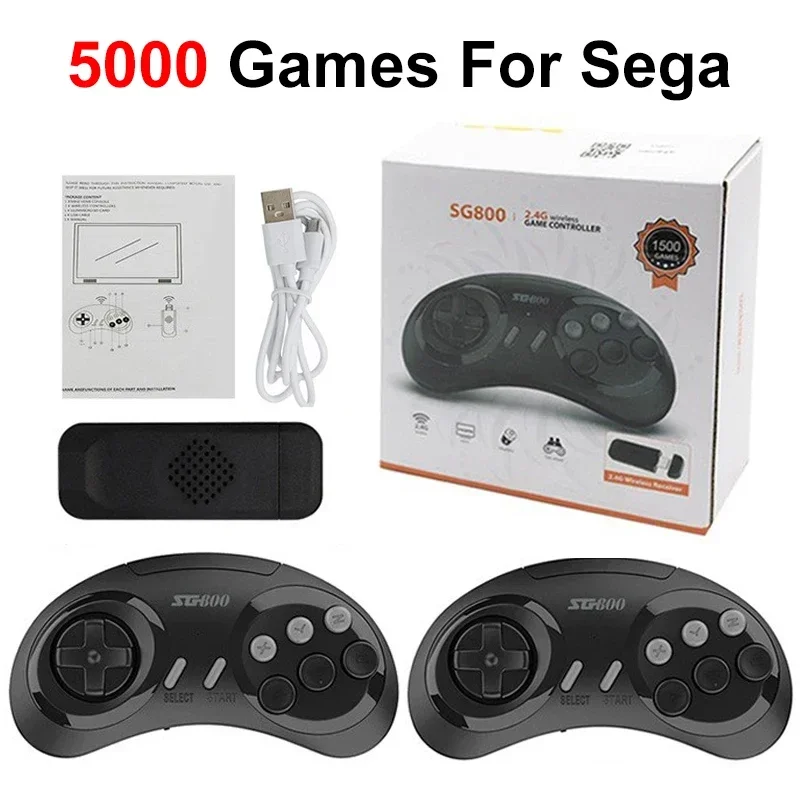 Gamepad video tyčinka pro sega mega pohon SG800 retro hra konzole bezdrátový konzole 2.4G vestavěný 5000 klasický hry regulátor