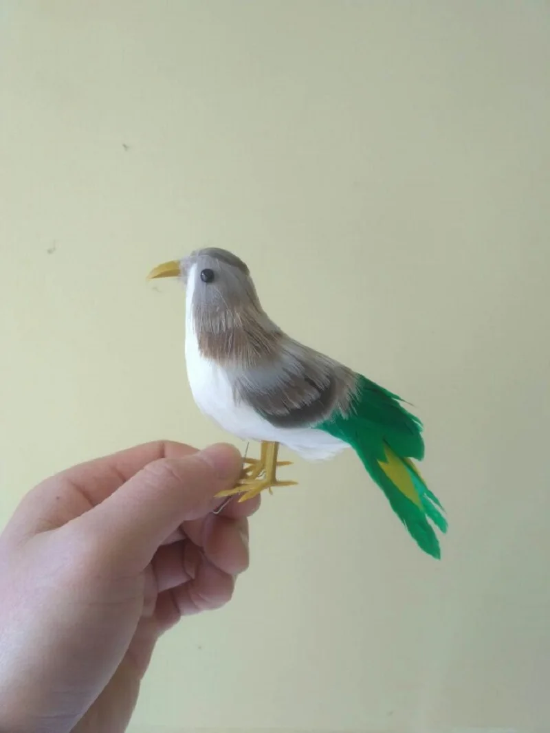 

cute simulation gray&yellow bird model foam&feathers small bird about 12cm