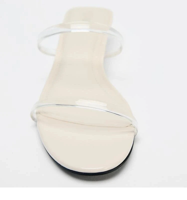 شباشب شفافة عصرية من مادة PVC للنساء، صنادل أنيقة بمقدمة مستديرة، أحذية مريحة للنساء، أحذية مصممة فاخرة #3
