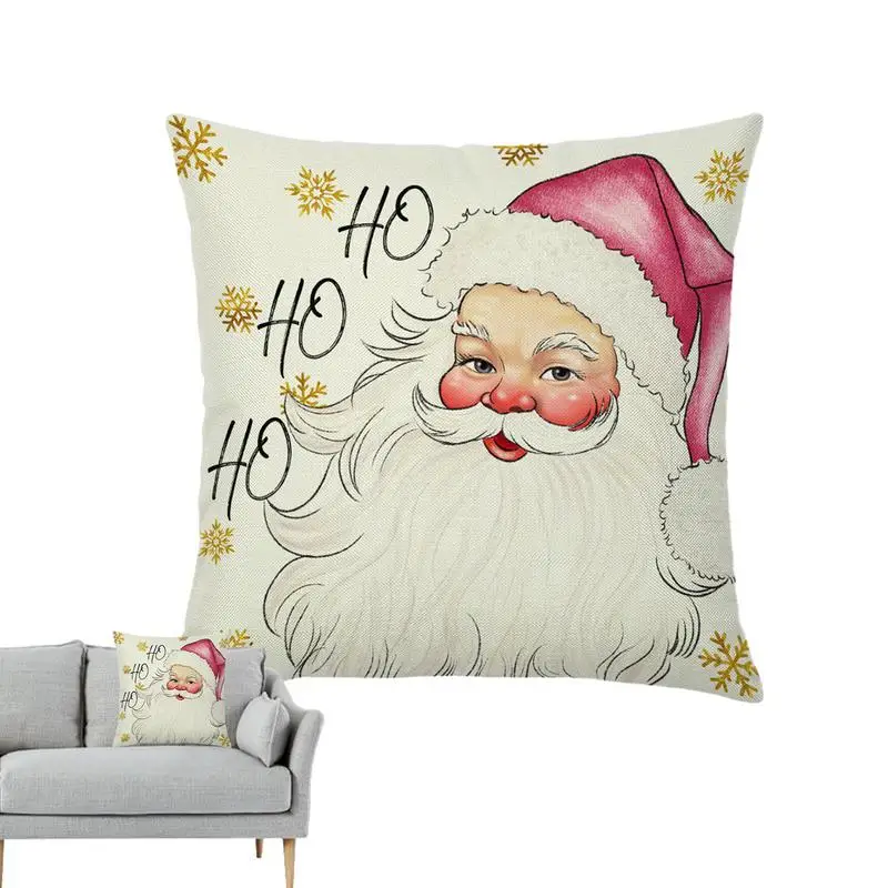 Christmas Linen Pillowcase Pillowcases Christmas Elements Printed Red Festive Holiday Gifts Home Decor for Pillow Sofa Couch