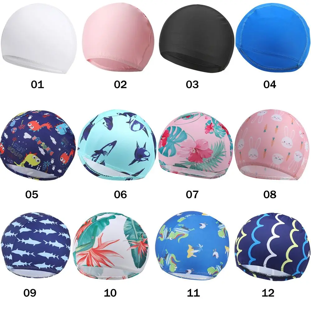 كارتون الأطفال بنين بنات نسيج عالي المرونة قبعة حمام السباحة قبعة السباحة قبعات السباحة #6