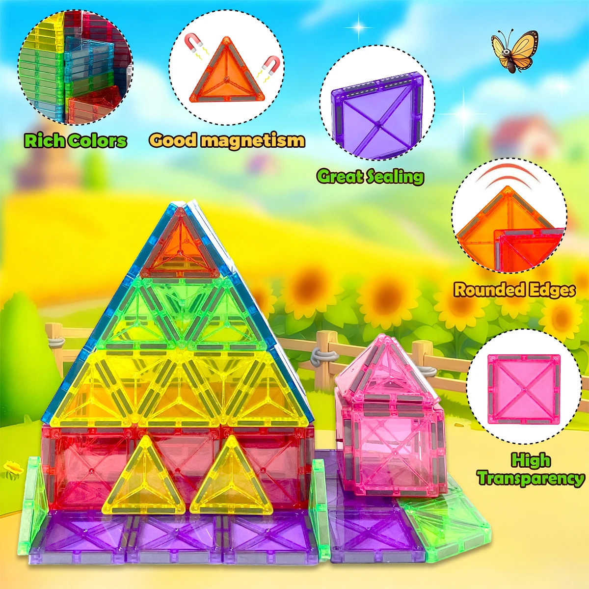 اللبنات المغناطيسية ثلاثية الأبعاد مجموعة البناء اللعب لتقوم بها بنفسك ألعاب تعليمية مونتيسوري الحسية ل 3+ كبار السن الأطفال هدية عيد ميلاد