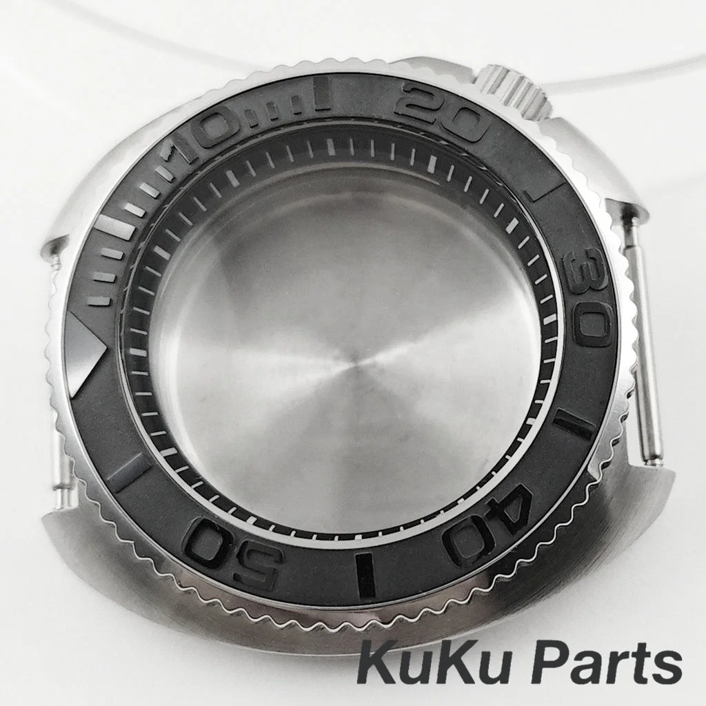 NH35 Turtle Black Ring 44MM S Crown Case Sloping Bezel Watch Case For NH34 NH35 NH36 NH38 NH70 Movement Turtle Abalone Captain