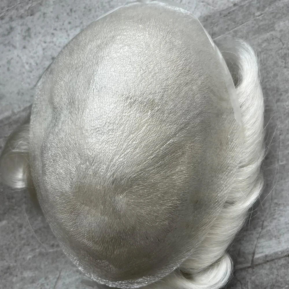 Natürliches Haar 1b80 # 230 # Haarersatzsystem 90% Dichte Leichtgewicht 0,02mm Superdünne Haut Unsichtbarer Natürlicher Haaransatz Toupet – Detail 5