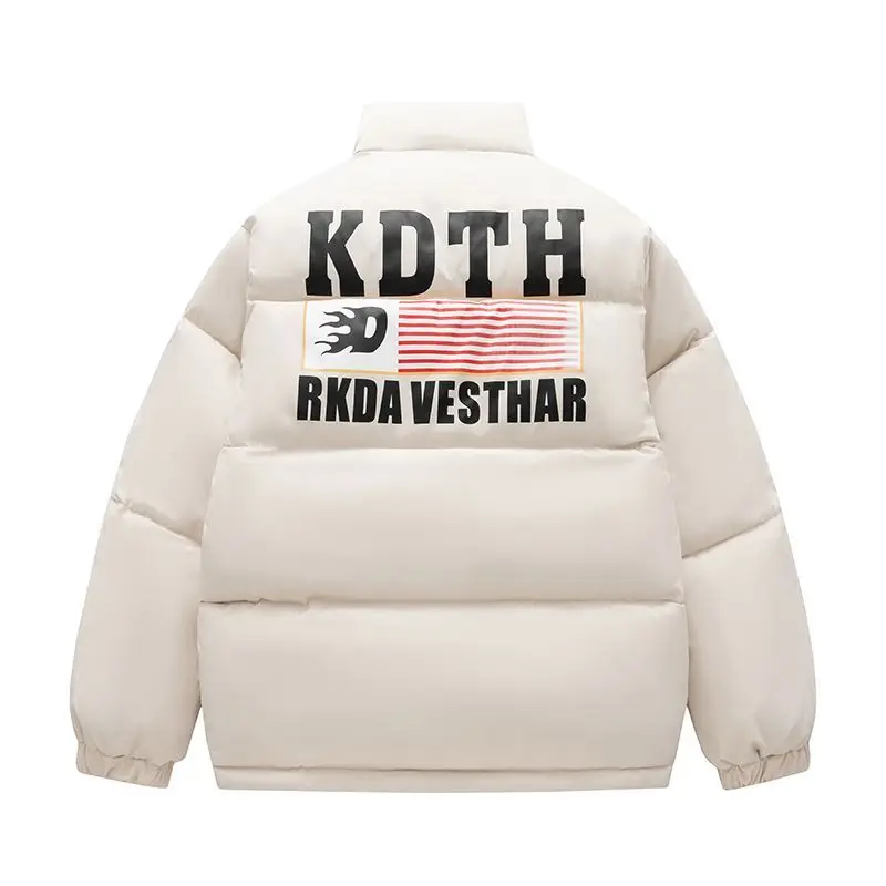 

American Retro Thiened Cotton Jaet Men's Summer Autumn Loose Couples Bread Coat Printed Cleanfit Sle Polyester Fiber