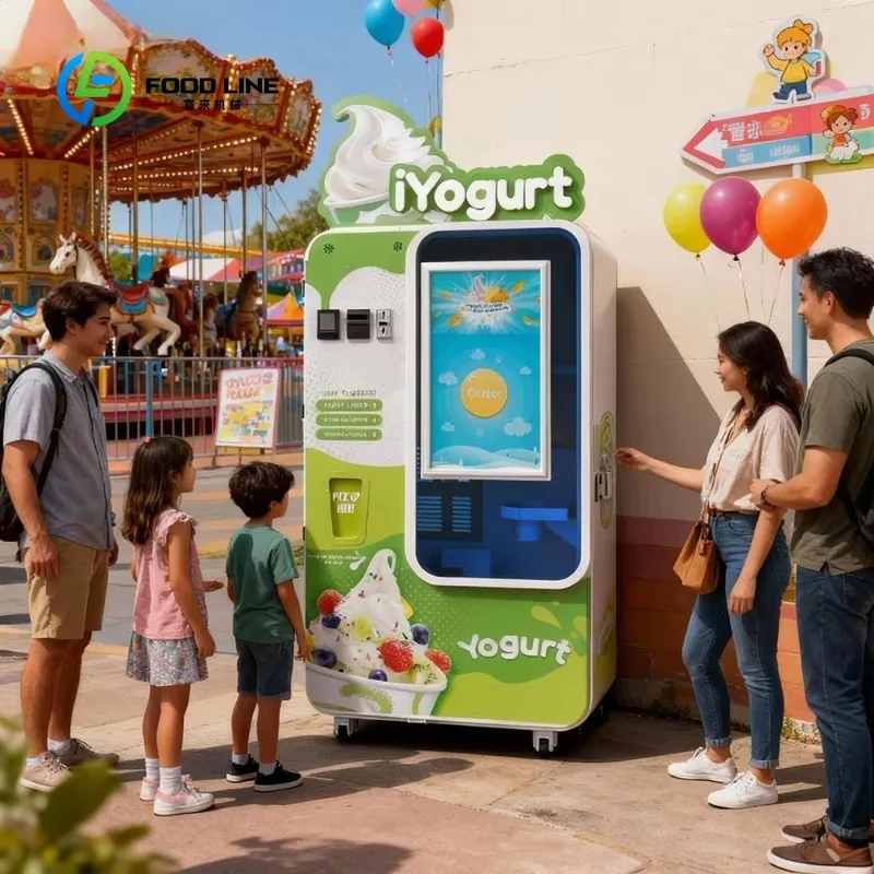 Customized Yogurt Smoothie Ice Cream Vending Machine Coin Operated Metal Steel 10L Capacity Self‑Service Commercial Equipment