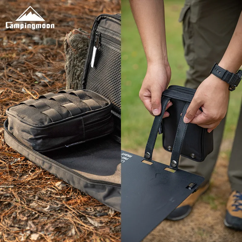 CAMPINGMOON BK-40 Black Durable Waterproof Zipper Survival canvas Outdoor Portable Camping Storage Bag For Tent Pegs view 6