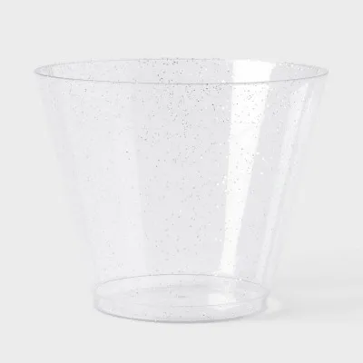 Disposable Tableware 9oz 20Ct Plastic Stemless Wine Glasses Silver