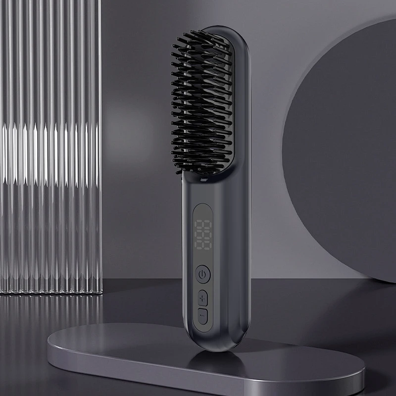 Fast Heating USB Cordless Ionic Ceramic Hair Straightener Brush Electric Hot Comb Rechargeable Portable Household 9-Temperature