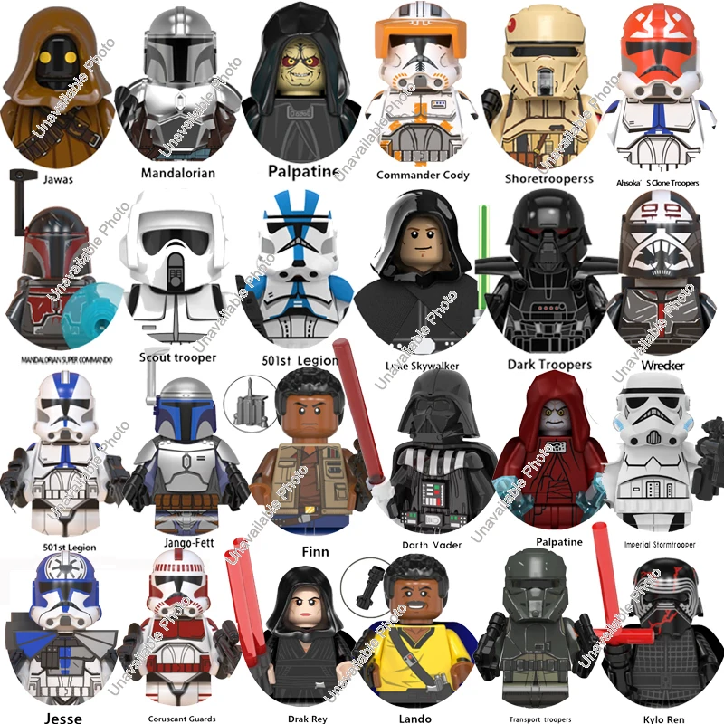 Bloques de construcción de Star Wars para niños, juguete de ladrillos de Darth Vader, Mandalorians Rex, Kylo Ren, Palpatine, Ahsoka, Mini muñeca, regalos