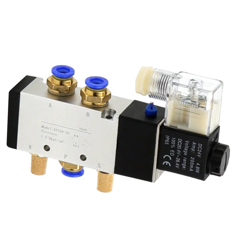 

4V310-10 12 В 24 В 110 В 220 В с шарниром ПК Пневматический электрический электромагнитный клапан Электромагнитный клапан управления направлением ﻿