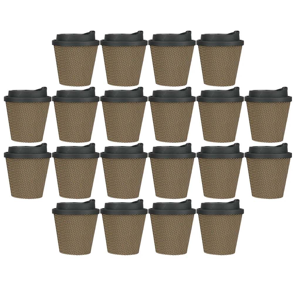 

1 set Disposable Cups 300ml Black Lids Heat Resistant Leak Proof Home Party Disposable Beverage Cups Outdoor Use
