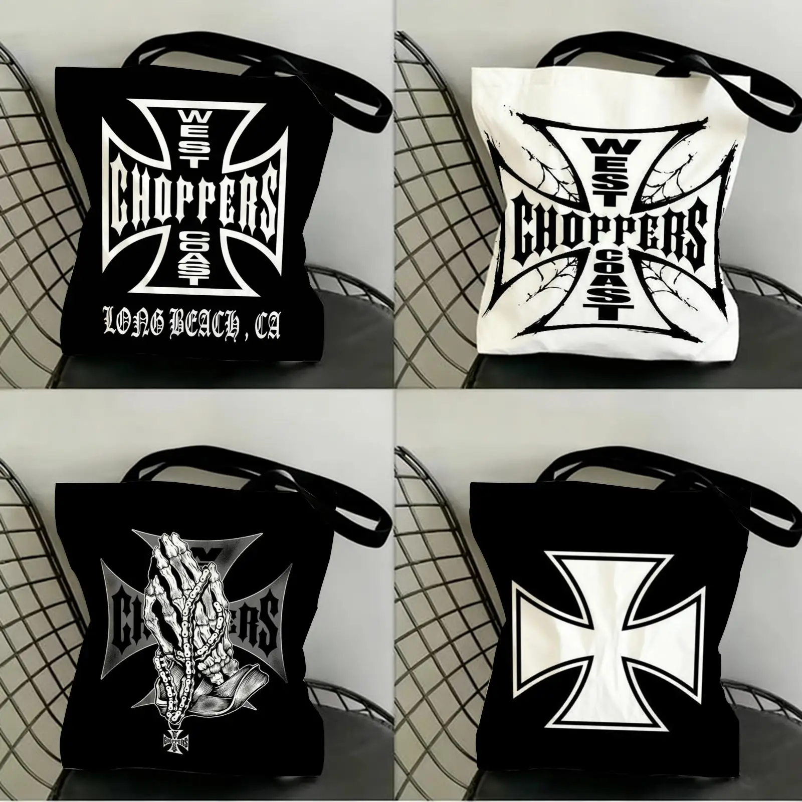 W-West Coast C-Choppers Storage Bags Double-Sided Print Canvas Tote Bag Fashion Large Capacity Women's Shoulder Handbag