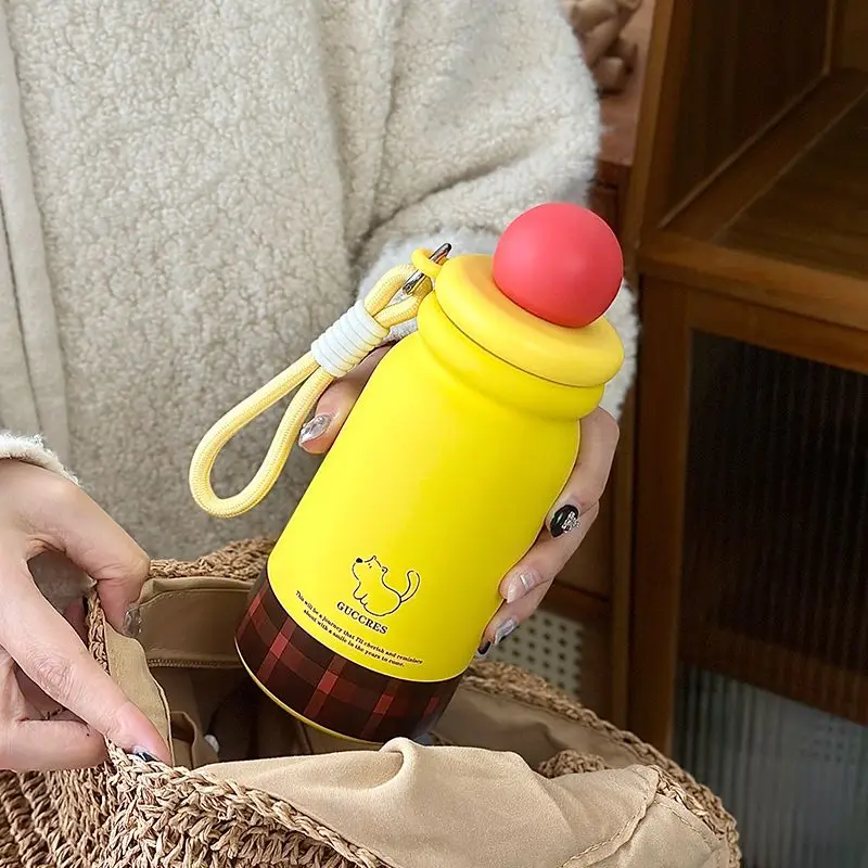 Contrasting Colors New Girls Thermos Cup Ins 316Stainless Steel Portable Cute with Tea Strainer Cartoon Heat Preservation Bottle