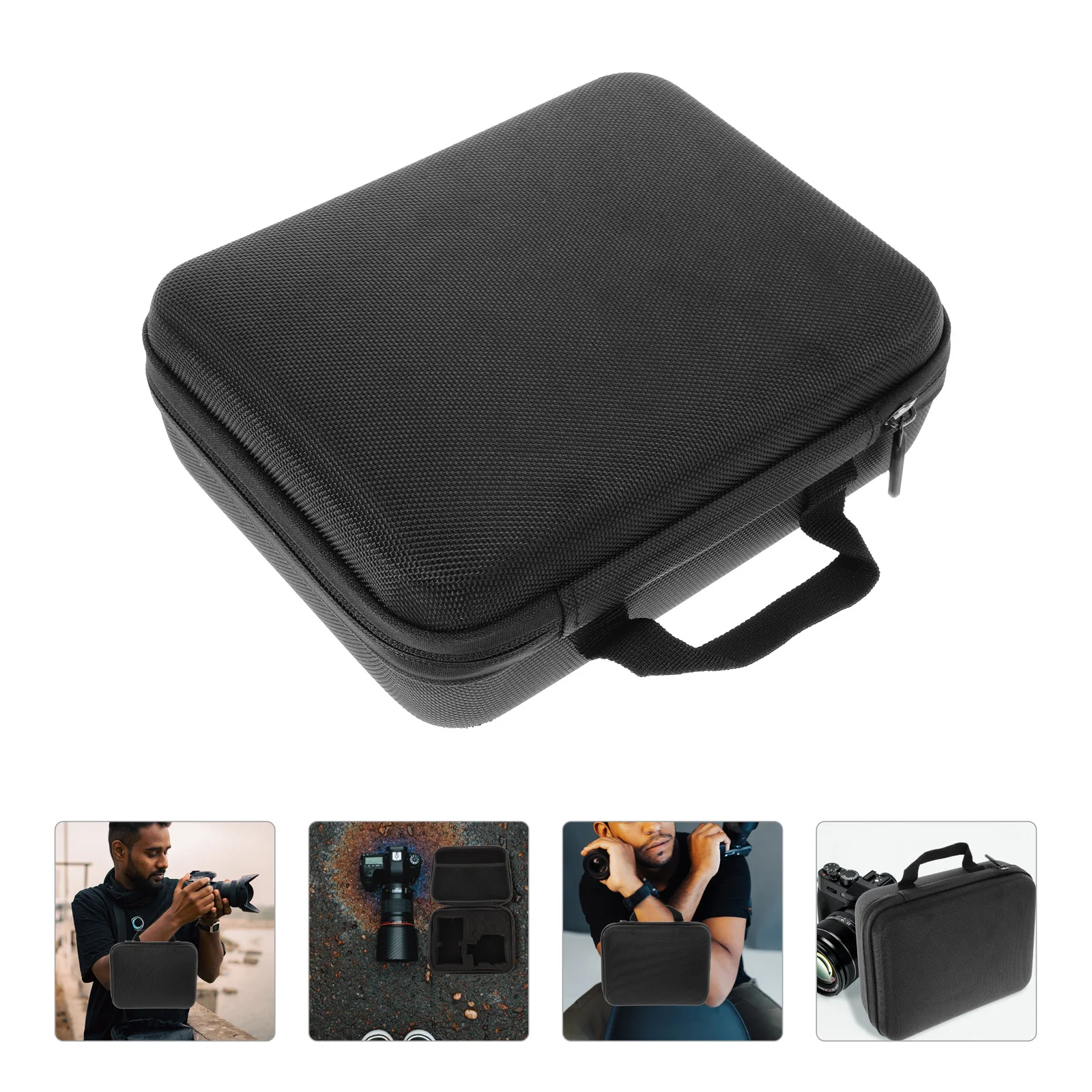 

1pc Small Camera Bag Outdoor Hard Case Zipper Portable Travel Hiking Lightweight Camera Pouch Carrier Photography Accessory