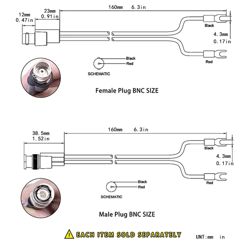 Messleitungssatz für BNC-Stecker oder BNC-Buchse, Oszilloskopsonde, Krokodilklemme, Mini-Testclip, Kabel zum Kabel, flacher Ohrstecker – Detail 2