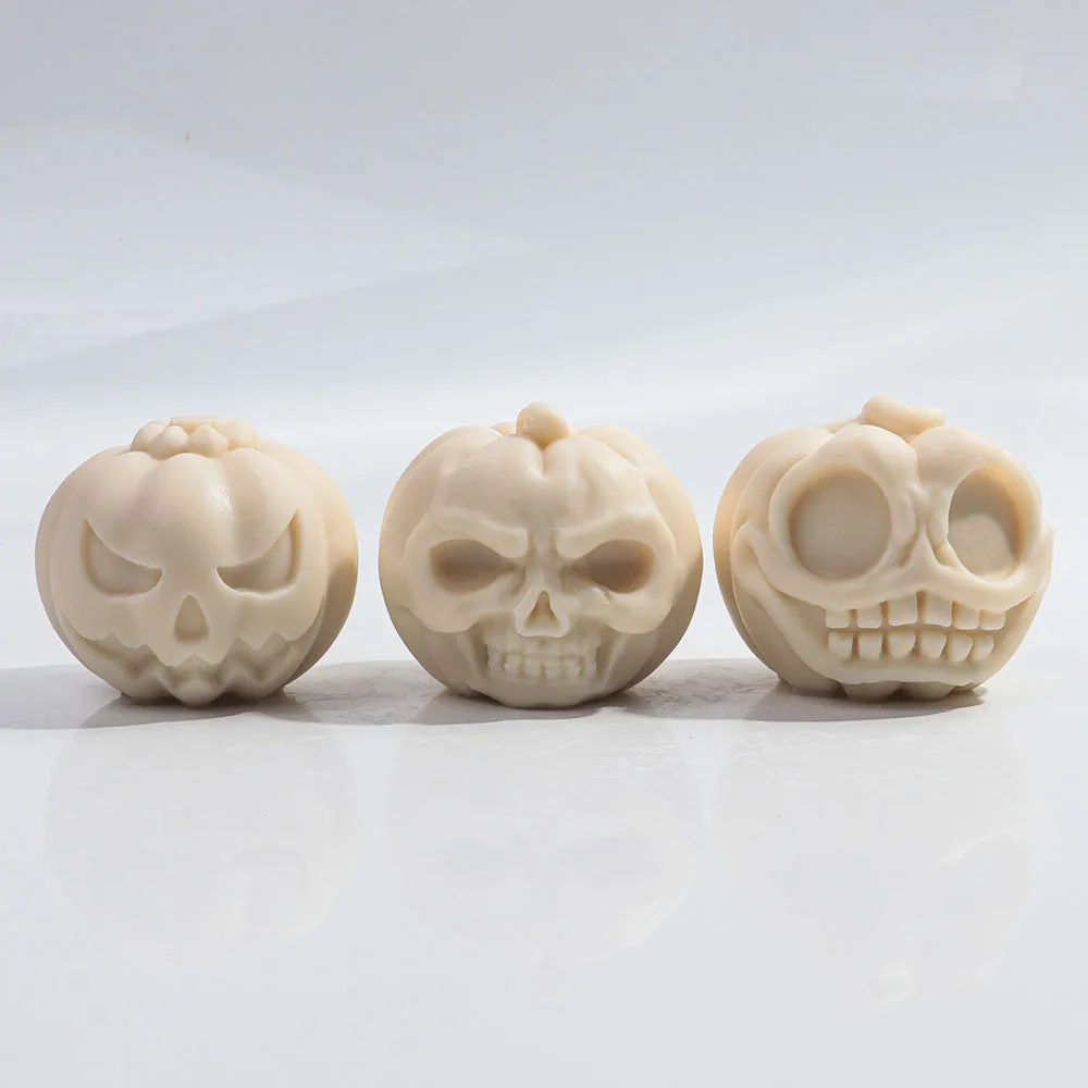 3D Wicked Pumpkin Skull Candle Silicone Mold DIY Halloween Decor Handmade Scented Candle Gypsum Mould Cake Decor Chocolate Molds