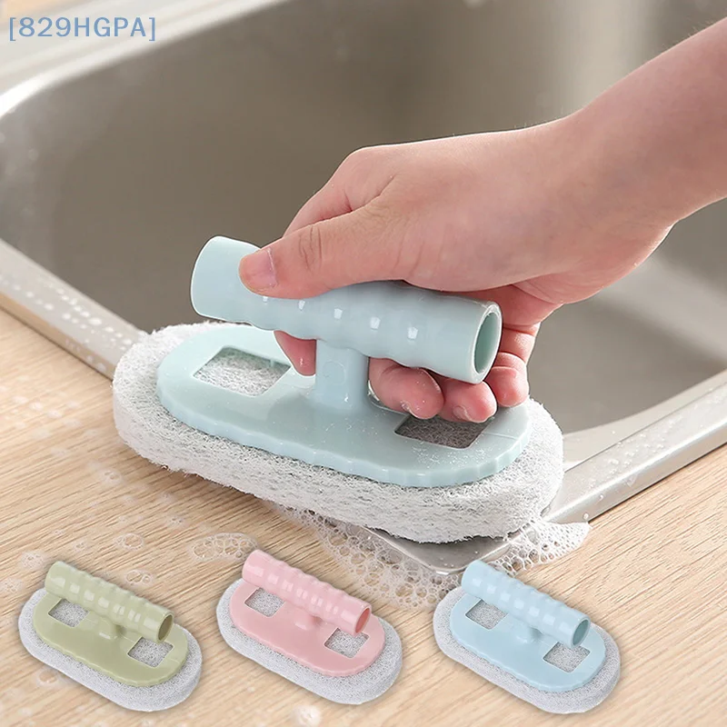 Sponge Brush Glass Wall Cleaning Tools Kitchen Cleaning Bathroom Toilet Gadget Handle Ceramic Window Slot Clean Brush Tools