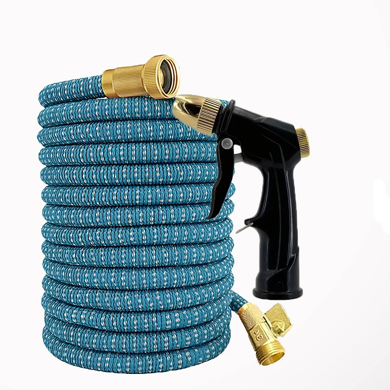 

Двухцветный расширяемый садовый шланг и водяной пистолет сопла высокого давления, используемый в качестве инструментов для чистки автомобиля и орошения сада