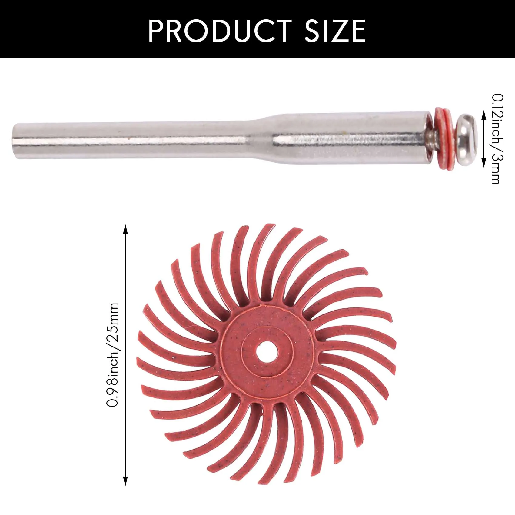 50Pcs 1 Inch Radial Bristle Disc Kit Abrasive Brush 3mm Shank Detail Polishing Wheel for Rotary Tool Accessories