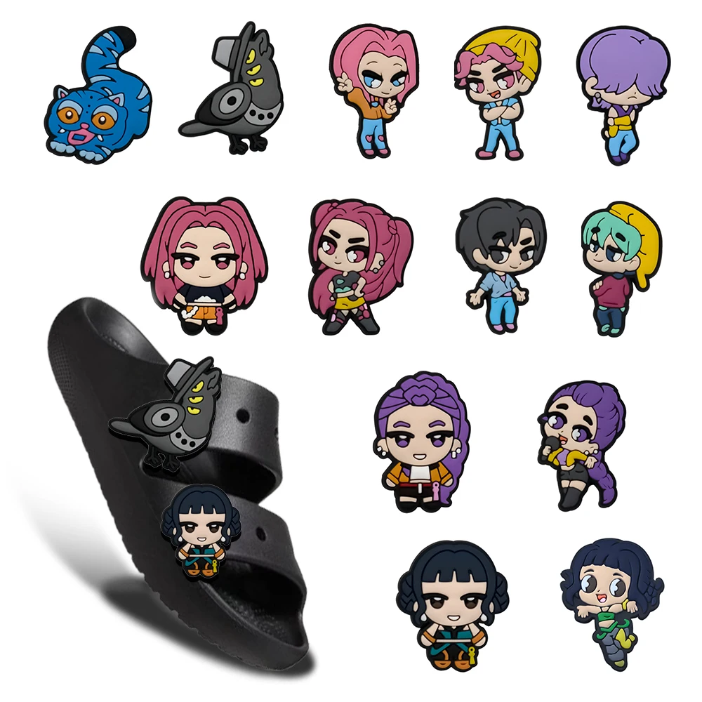 

Mix1-13pcs K-POP Demon Hunters Cartoon Shoe Charms Accessories Children Shoe Decorations Fit Wristband Sandal Kids Xmas Gifts