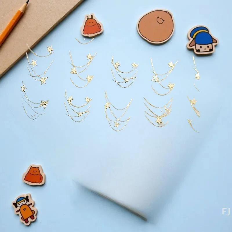 

[YU]Star Necklace Curved Line Arc Hot Stamping Retro 5D Nail Art Stickers Decoration Adhesive Manicure Decals DIY