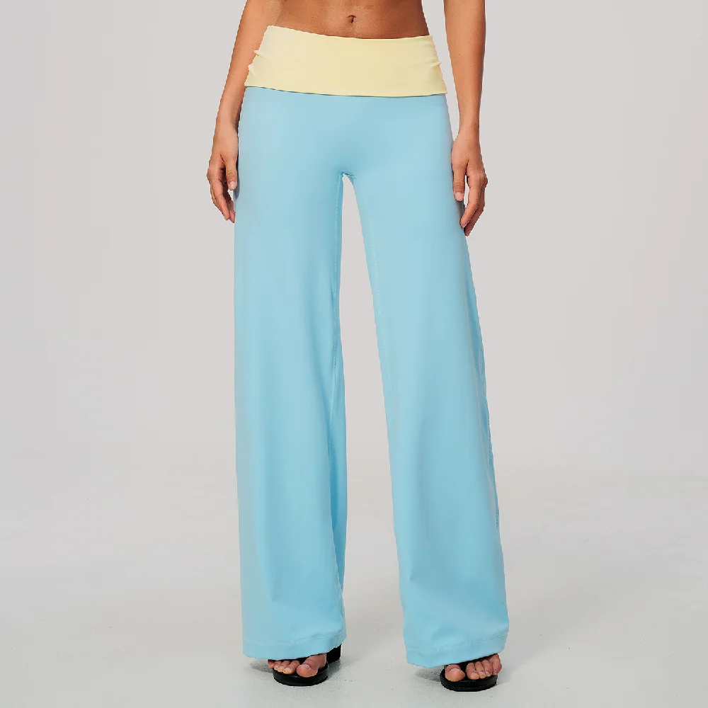 Yoga Flared Pants Women Fold Waist Fitness Sport Bell Bottom Trousers Gym Workout Wide Leg Pants Female Dance Sport Flared Pants