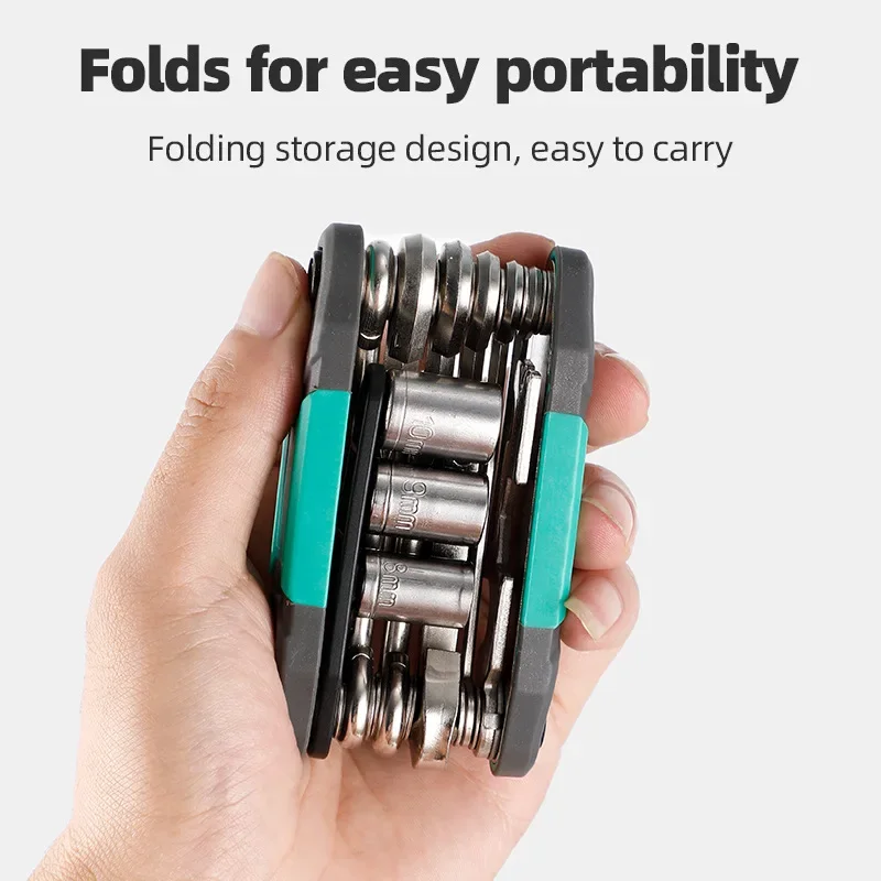 Bicycle Bagged Rubber Model Hexagonal Screwdriver Set Socket Wrench Portable Folding Compact Repair Tool Multi‑functional Tool