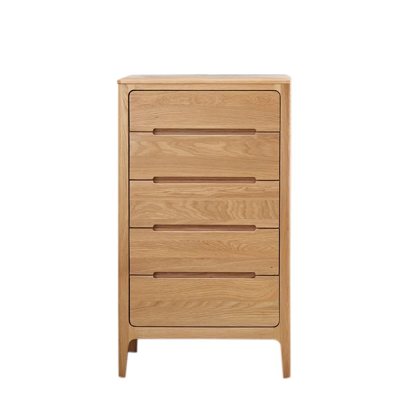 

Pure solid wood high chest of drawers, all red oak chest of drawers, modern simple Japanese-style small apartment
