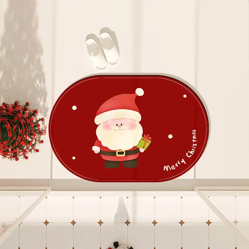 VIKAMA Christmas Bell Jingle Gold Bath Mat Water Absorbent Non Slip Kitchen Non Slip Backing Laundry Room Decor Home Decor