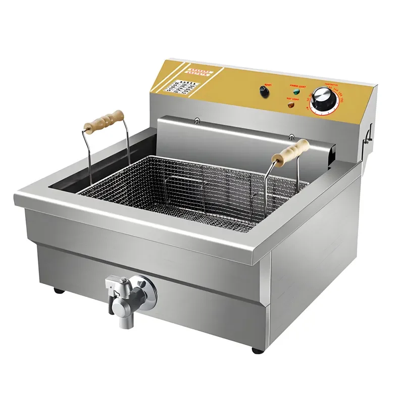 18L Commercial Electric Deep Fryer with Basket and Oil Drain Valve for Chicken French Fries Donuts Restaurant Kitchen
