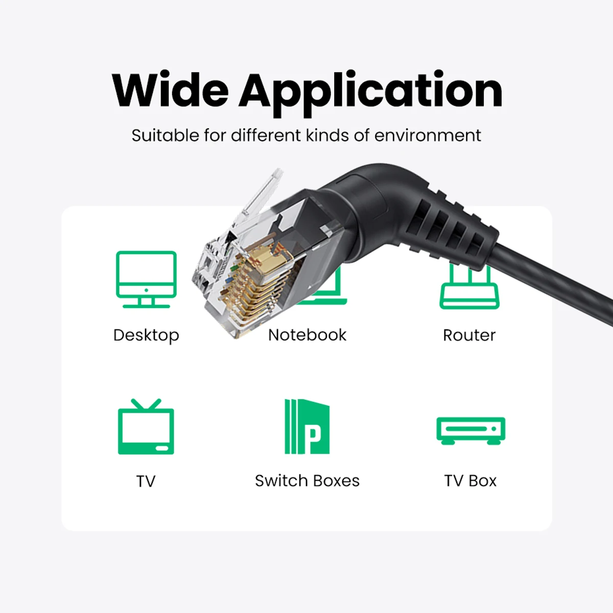 Chenyang CAT6 RJ45 Dual 90 Degree Angled Ethernet Network Extension Cable with 360 Degree Rotating