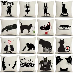 Funny Cats Printed Cushion Cover 45x45cm Linen Pillow Case Farmhouse Home Office Decor Throw Pillowcase Pillow Cover for Pillows