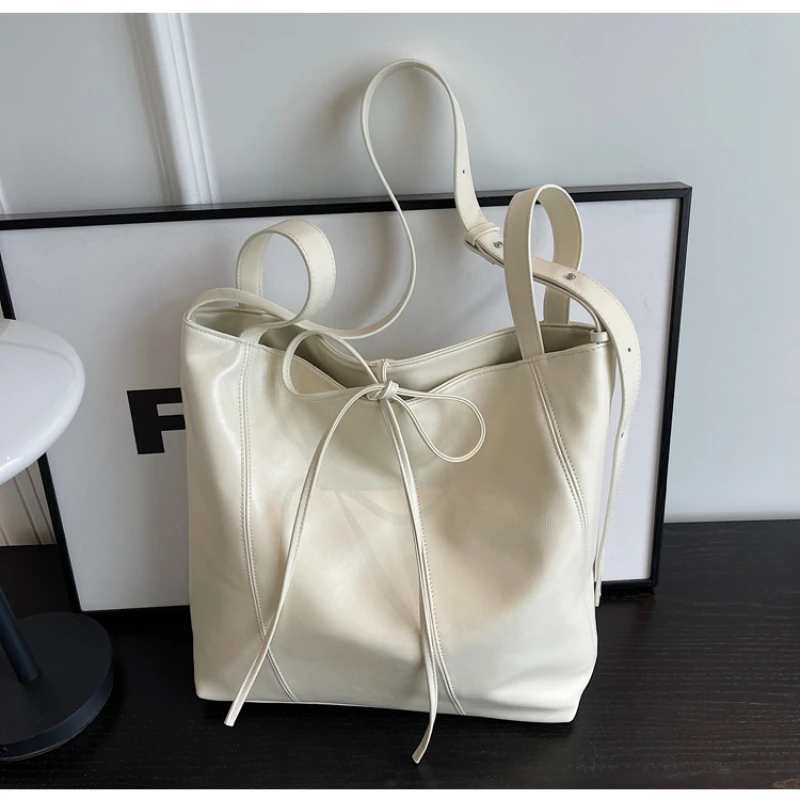 PU String Shoulder Bags Soild Casual High Capacity Women\'s Bags 2024 High Quality Tote Hot Sale Bolso De Mano De Moda Para Mujer