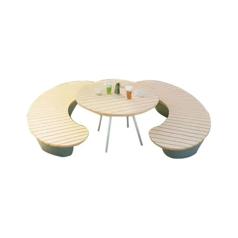 Outdoor Round Table and Chair Set Patio Garden Furniture Public Rest Seating for Courtyard Terrace Community Area