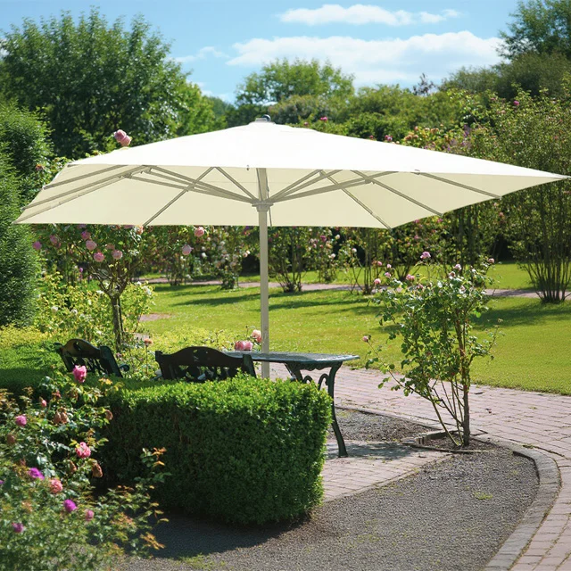 

FEAMONT 5*5*m Large Patio Umbrella Heavy Duty Aluminum Frame Can Be Installed Marble Weighted Base for Garden Backyard Resort