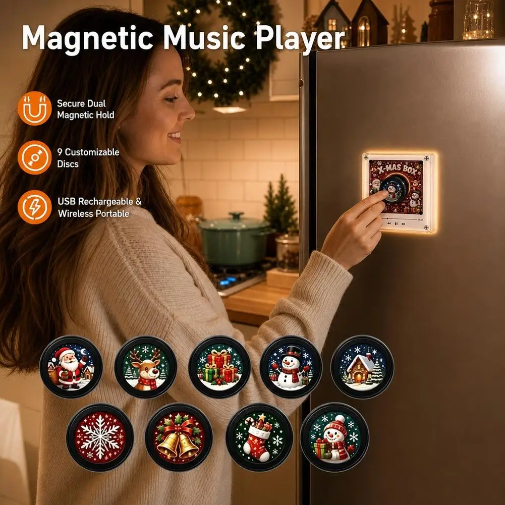 Rotating Disc Night Light Magnetic Refrigerator Sticker NFC Induction Automatic Singing Machine Acrylic Creative Ornament