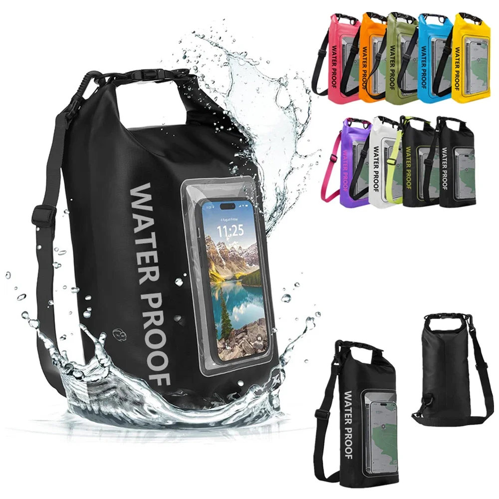 Waterproof PVC Bag With Phone Touch Dry Bag 5L 2L Shoulder Swimming Diving Rafting Floating Beach Sport Kayaking Surfing Bag New