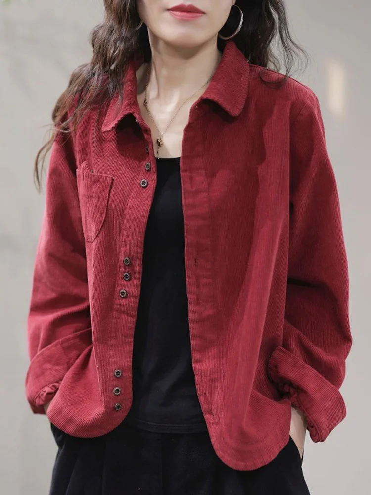 

Women's Vintage Velvet Open Cardigan Long Sve irt Outerwear Collar Pure Color Commute Sle Loose Fit Button Detail