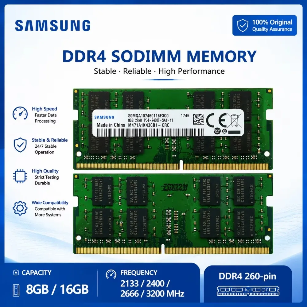 SAMSUNG DDR4 Laptop RAM SO-DIMM Memory 4GB 8GB 16GB 2133 2400 2666 3200MHz Notebook Memory Upgrade for Laptop PC Modules
