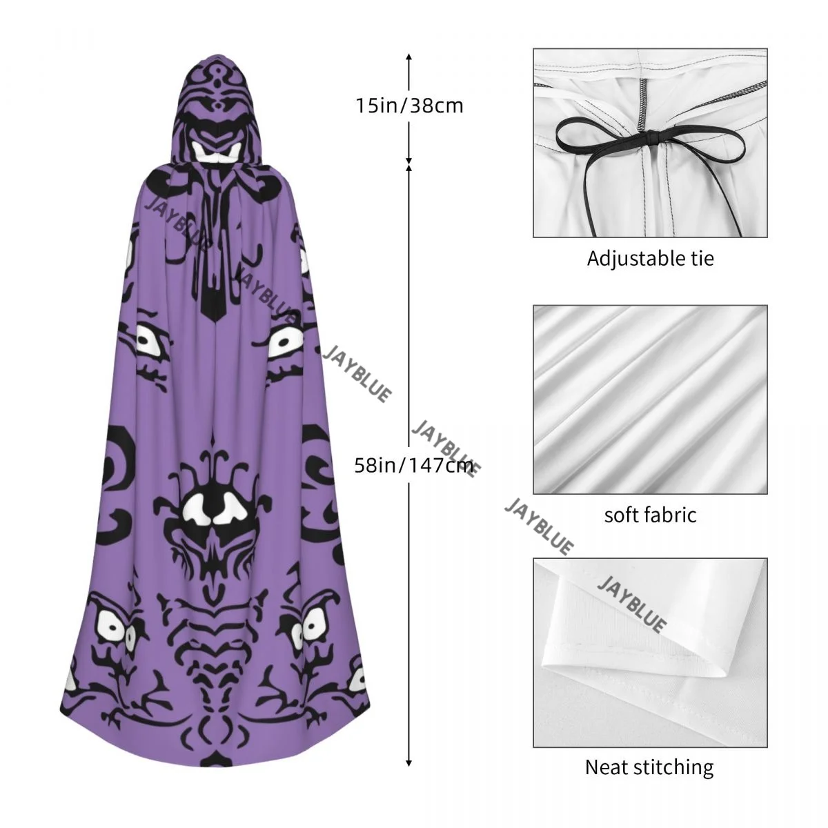 ปาร์ตี้แม่มด unisex คลุมด้วยผ้าผู้ใหญ่แวมไพร์เคปเสื้อคลุมผีแมงมุมบ้านผีสิง Toile