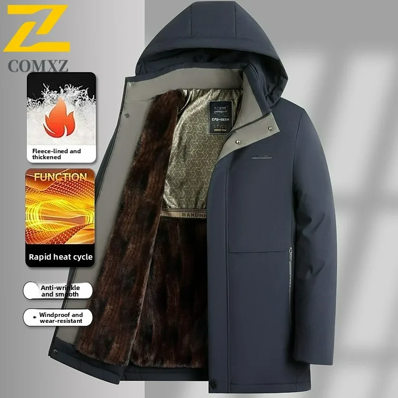 

Роскошная мужская стеганая куртка, утепленная уличная офисная ветрозащитная теплая парка, модная дорожная куртка с капюшоном, устойчивая к морщинам, прочное зимнее пальто