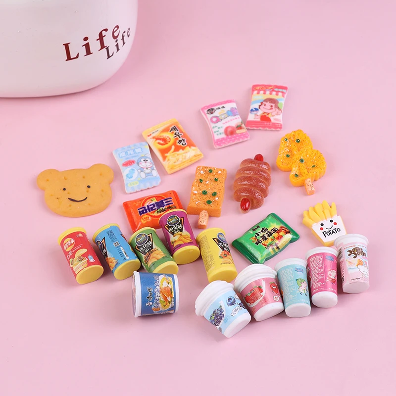 5 stücke Miniatur Puppenhaus Supermarkt Lebensmittel Mini Dessert Cookies Kaugummi Wein Trinken Konserven für BJD Puppe Küche Zubehör