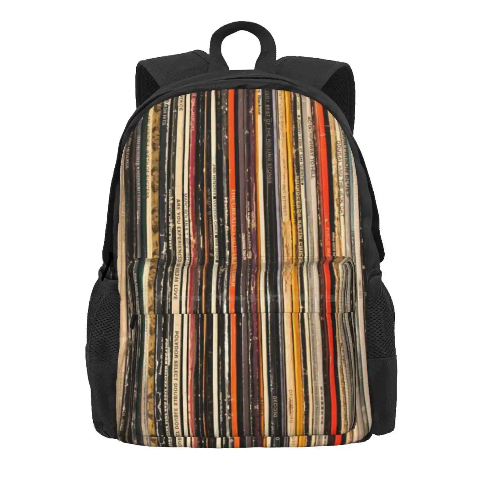 Vinyl Record Collection Photography Hot Sale Schoolbag Backpack Fashion Bags Vinyl Junkie Music Lover Dj Old School Stripes