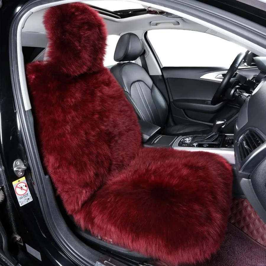 

Fluffy Sheepskin Car Seat Cover with Fuzzy Long Wool Front Cushion for Universal Fit in Most Vehicles Including SUVs Trucks and