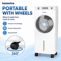 Ventilateur évaporatif à faible consommation d'énergie 60W, 3 vitesses de ventilation, fonction de refroidissement, portable, sur roulettes, pour usage domestique quotidien en intérieur 4
